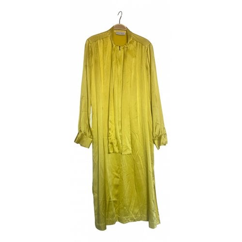 Pre-owned Saks Potts Silk Mid-length Dress In Yellow