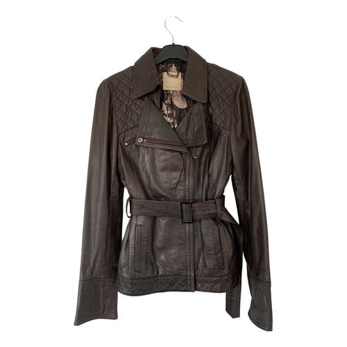 Pre-owned Ted Baker Leather Jacket In Brown