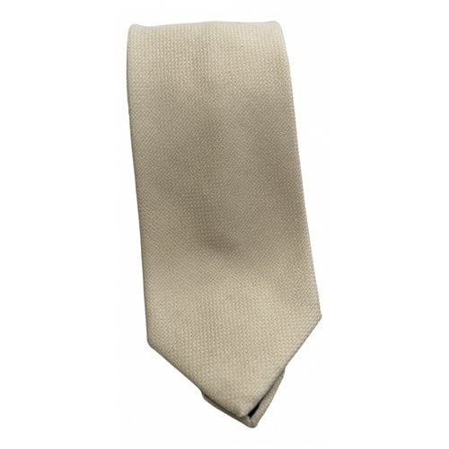 Pre-owned Halston Wool Tie In Yellow