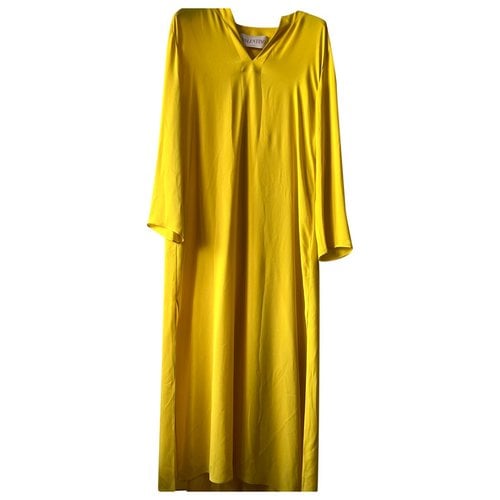 Pre-owned Valentino Silk Maxi Dress In Yellow