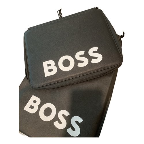 Pre-owned Hugo Boss Vegan Leather Clutch Bag In Black