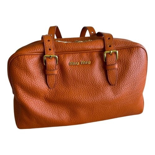 Pre-owned Miu Miu Leather Handbag In Orange