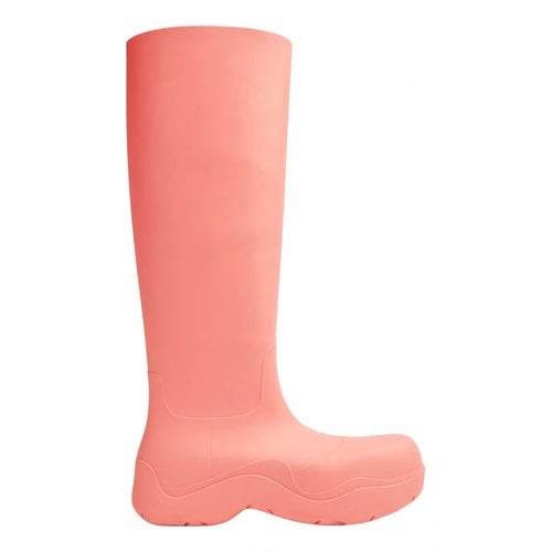 Pre-owned Bottega Veneta Puddle Boots In Pink