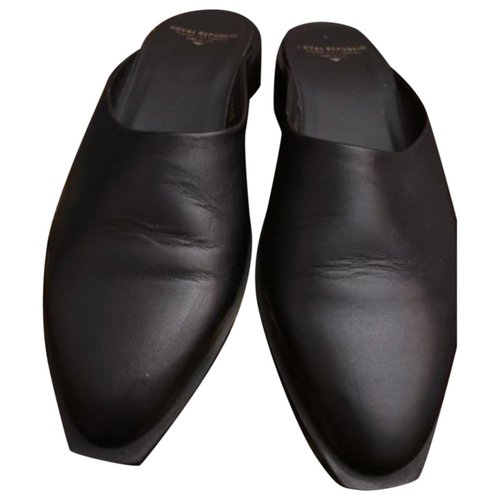 Pre-owned Royal Republiq Leather Mules In Black