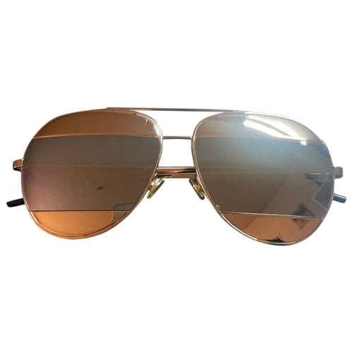 Pre-owned Dior Split Aviator Sunglasses In Gold