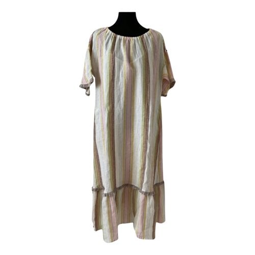 Pre-owned Max Mara Linen Maxi Dress In Gold