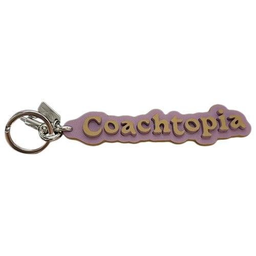 Pre-owned Coach Leather Key Ring In Purple