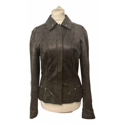 Pre-owned Mugler Leather Jacket In Brown