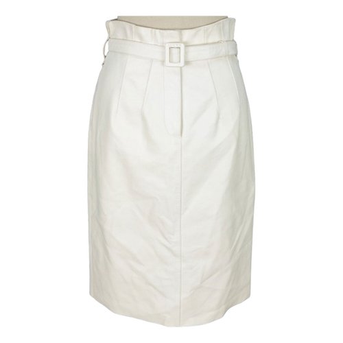 Pre-owned Loewe Leather Mid-length Skirt In White