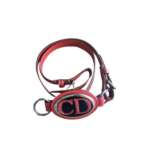 Pre-owned Dior 30 Montaigne Leather Belt In Red