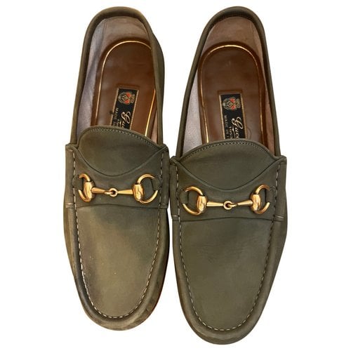 Pre-owned Gucci Leather Flats In Green