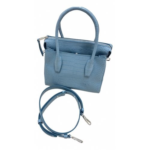 Pre-owned Tod's Shopping Media Leather Crossbody Bag In Blue