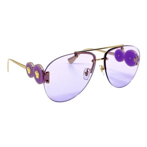 Pre-owned Versace Aviator Sunglasses In Gold