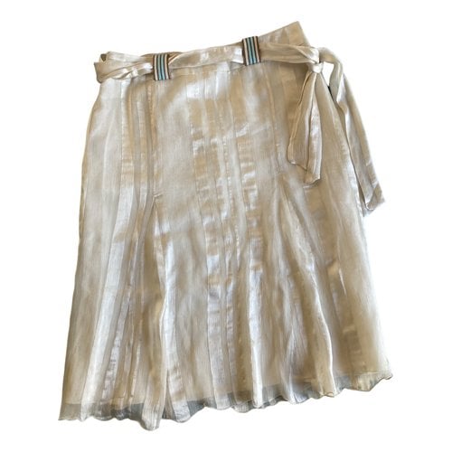Pre-owned Barbara Bui Silk Mid-length Skirt In Beige
