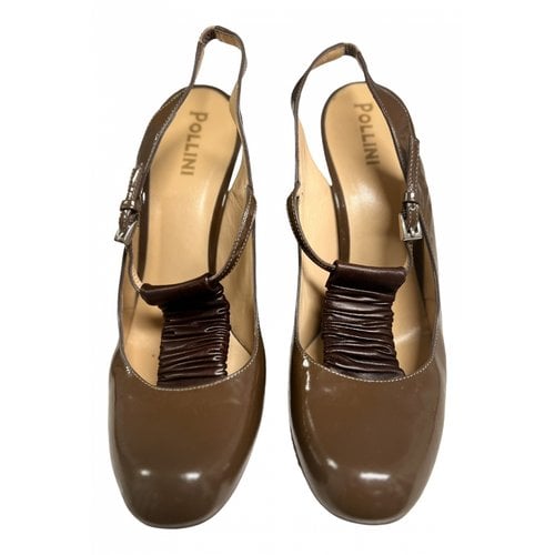 Pre-owned Pollini Patent Leather Heels In Brown