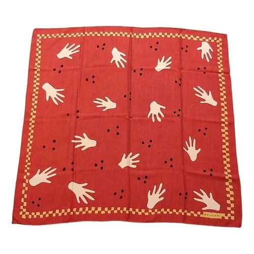 Pre-owned Bvlgari Silk Handkerchief In Red