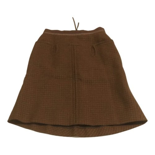 Pre-owned Louis Vuitton Wool Mid-length Skirt In Brown