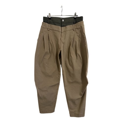 Pre-owned Feng Chen Wang Trousers In Khaki