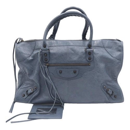 Pre-owned Balenciaga Work Leather Handbag In Blue