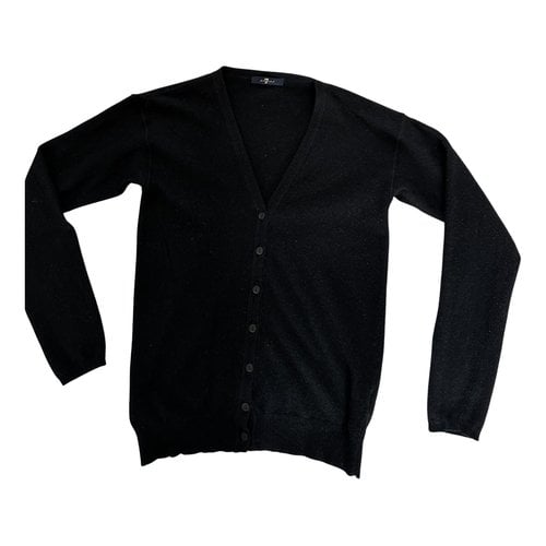 Pre-owned 7 For All Mankind Cashmere Cardigan In Black