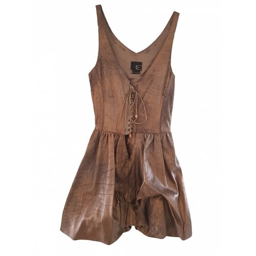 Pre-owned Just Cavalli Leather Mini Dress In Silver