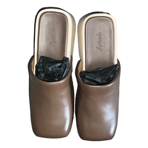 Pre-owned Marsèll Leather Mules & Clogs In Brown