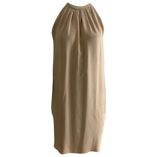 Pre-owned Celine Silk Mini Dress In Beige