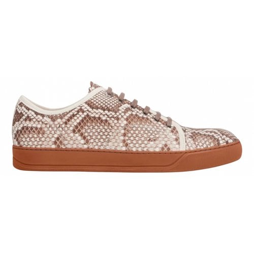 Pre-owned Lanvin Python Low Trainers In Beige