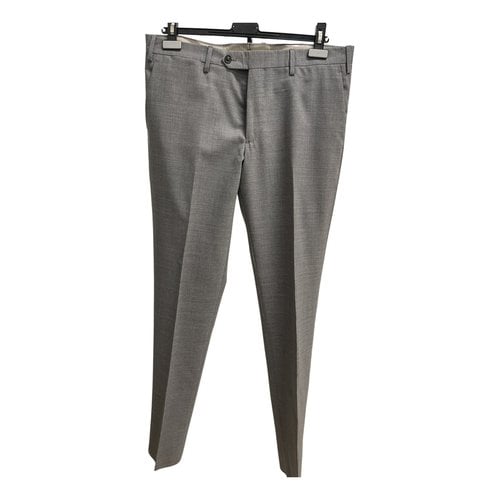 Pre-owned Lardini Wool Trousers In Grey