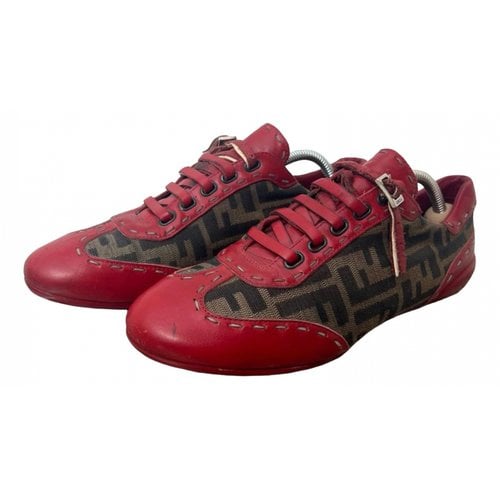 Pre-owned Fendi Leather Trainers In Red