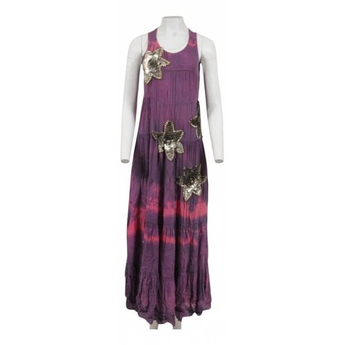 Pre-owned Balmain Silk Maxi Dress In Purple