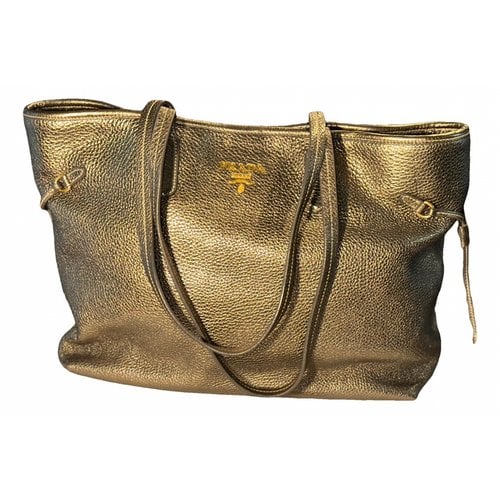 Pre-owned Prada Leather Tote In Gold