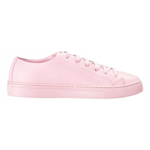 Pre-owned Versace Leather Trainers In Pink