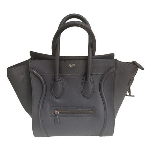 Pre-owned Celine Luggage Leather Tote In Navy