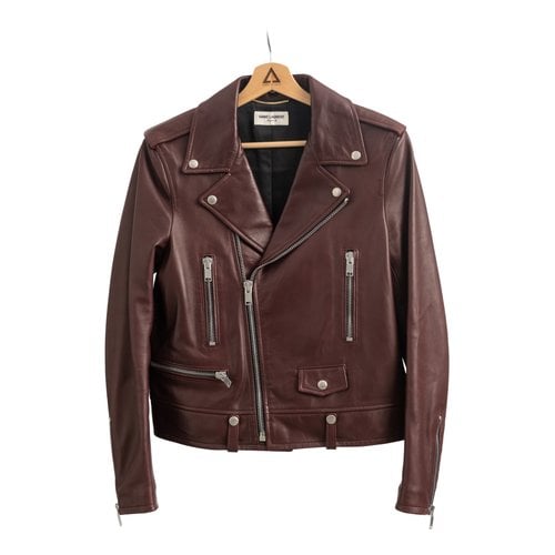 Pre-owned Saint Laurent Leather Jacket In Burgundy