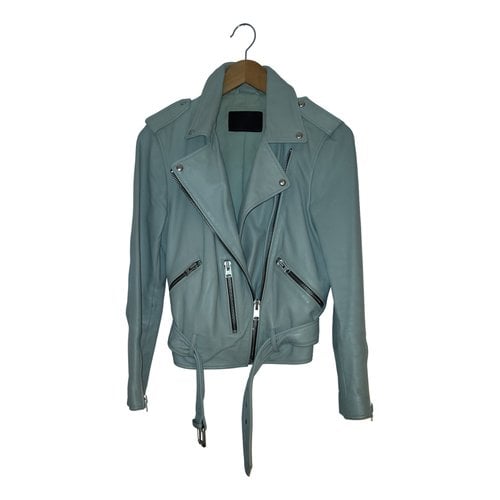 Pre-owned Allsaints Leather Jacket In Green