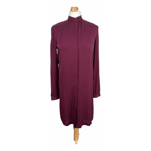 Pre-owned Emporio Armani Silk Mid-length Dress In Burgundy