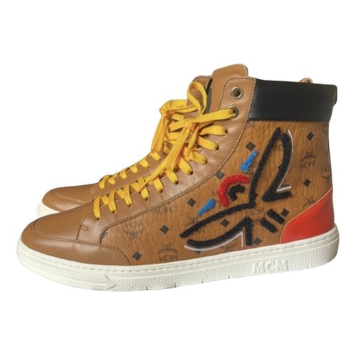 Pre-owned Mcm Leather High Trainers In Yellow