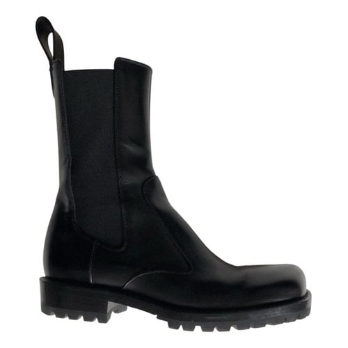 Pre-owned Dries Van Noten Leather Boots In Black