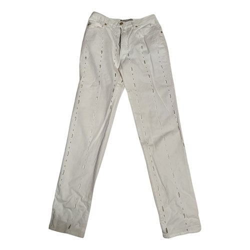Pre-owned Roccobarocco Trousers In White