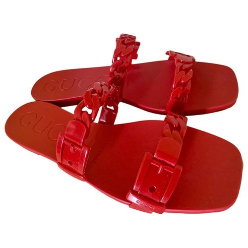 Pre-owned Gucci Mules In Red