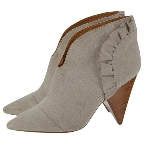 Pre-owned Berenice Ankle Boots In Beige