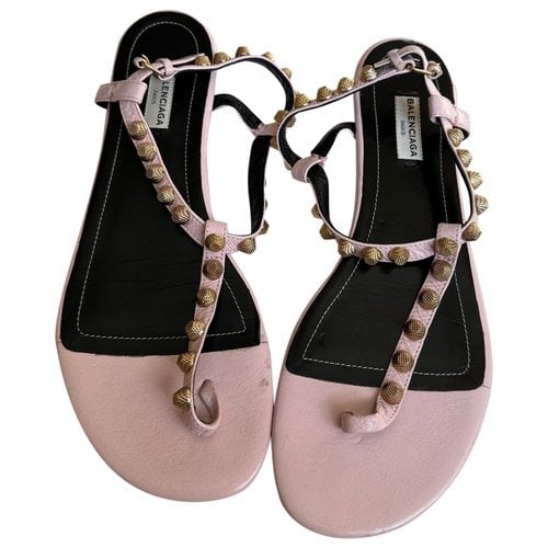 Pre-owned Balenciaga Leather Sandal In Pink