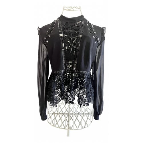 Pre-owned Self-portrait Lace Blouse In Black