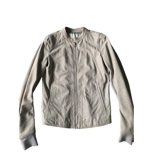 Pre-owned Rick Owens Leather Jacket In Grey