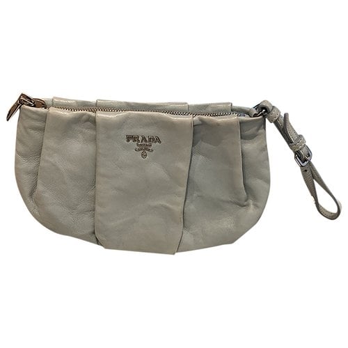 Pre-owned Prada Leather Clutch Bag In Grey