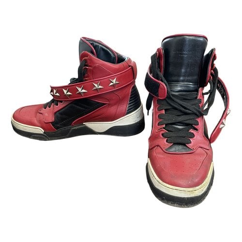 Pre-owned Givenchy Leather High Trainers In Red