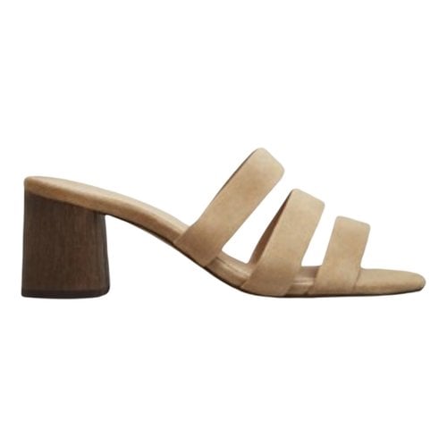 Pre-owned Massimo Dutti Leather Sandal In Beige