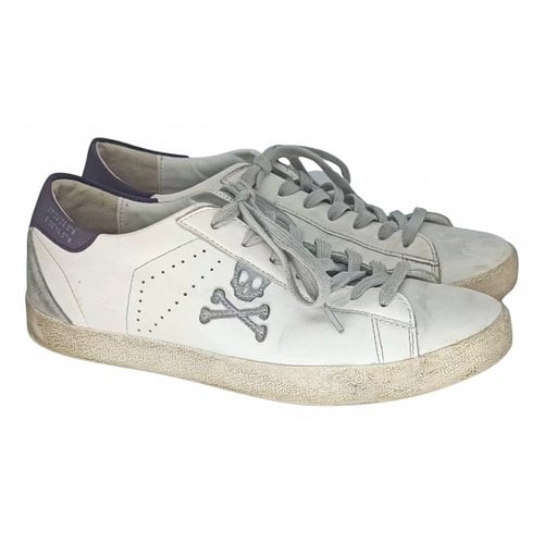 Pre-owned Scalpers Leather Trainers In Ecru
