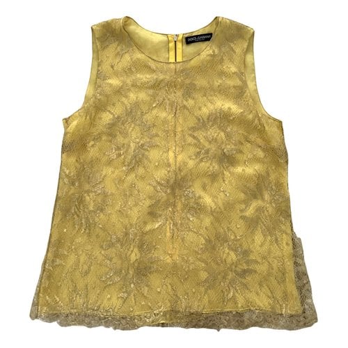Pre-owned Dolce & Gabbana Lace Top In Yellow